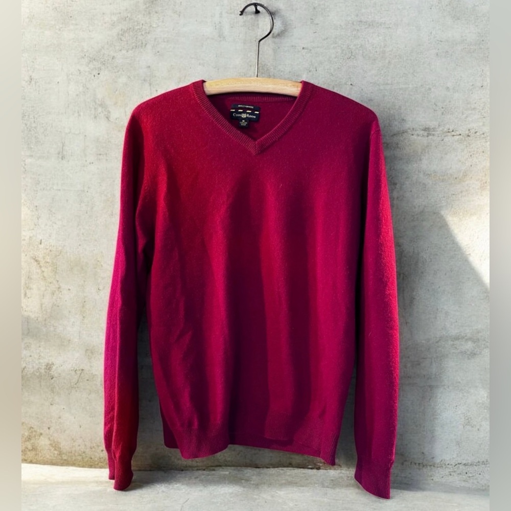 Club Room Luxury 100% Cashmere Men’s Sweater Red M Ret $199 Current Stock V-Neck